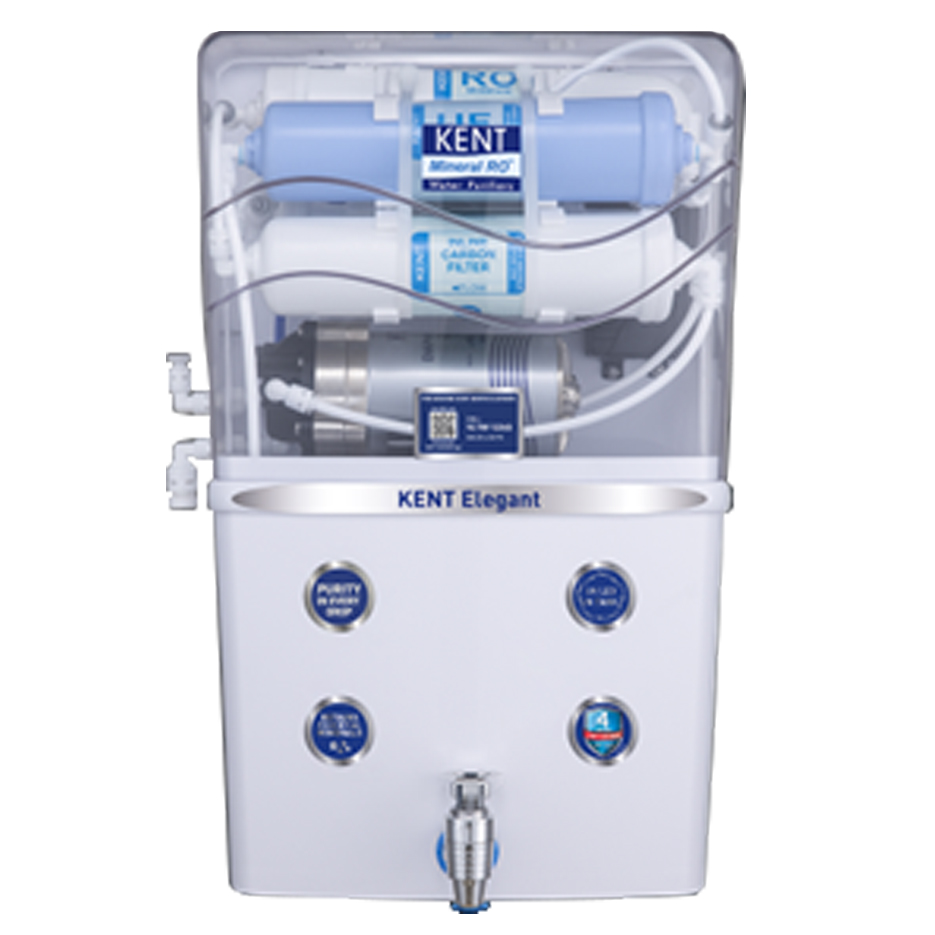 Kent 8 Liter RO+UV+UF+TDS Controller Water Purifier (KENT ELEGANT MINERAL RO WATER PURIFIER) model KENT ELEGANT MINERAL RO WATER PURIFIER front view - GharOne Nepal